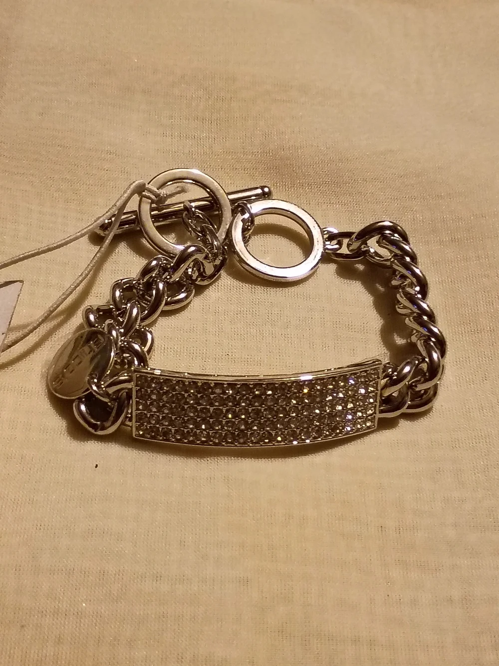 Chico Silver Crystal Pavé Bar Toggle Bracelet